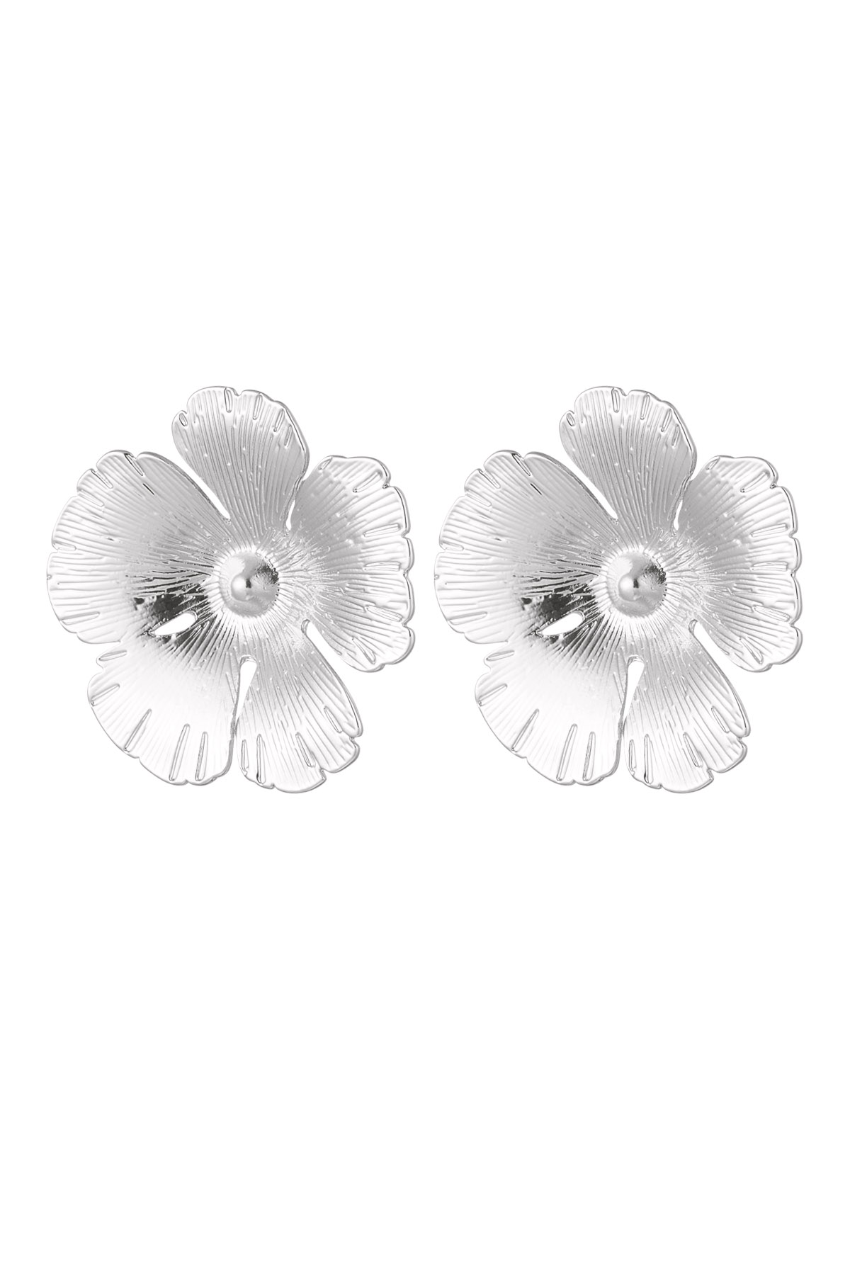 Flower stud earrings - silver color Alloy