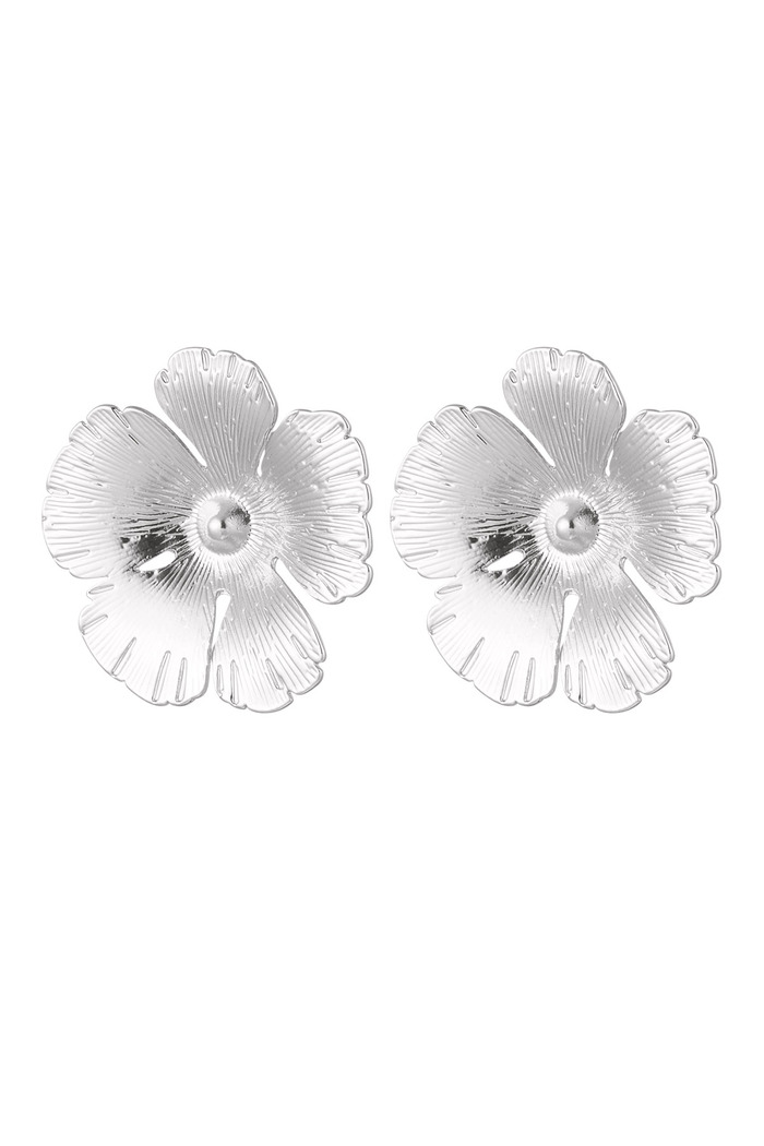 Flower stud earrings - silver Alloy 