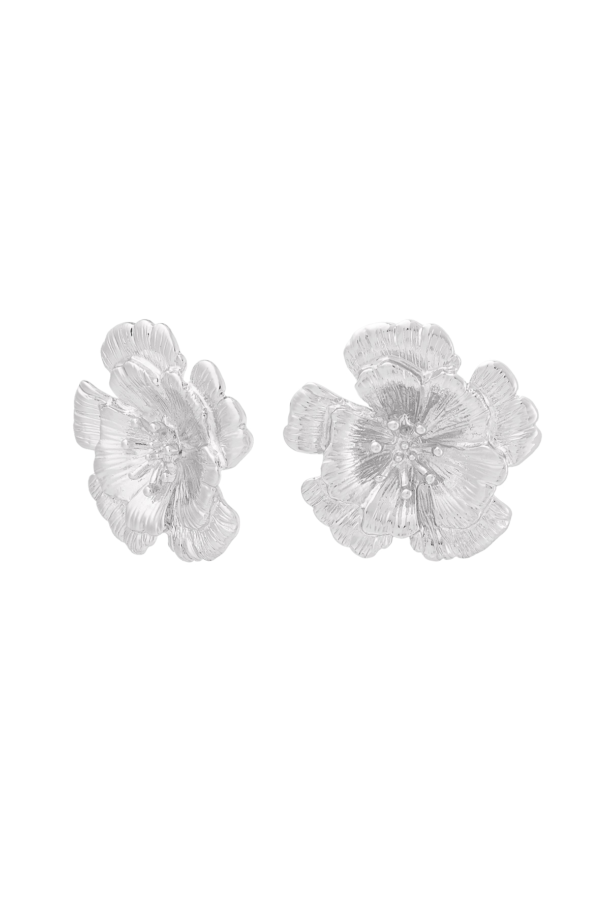 Earrings 3d flower - Silver Color color h5 