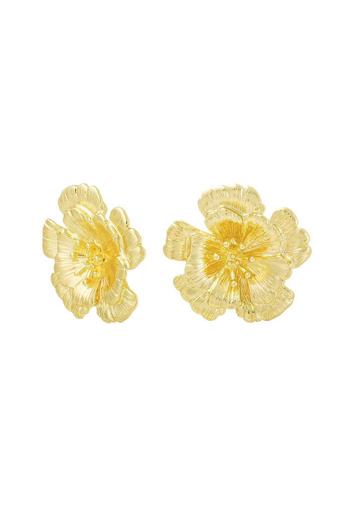 Earrings 3d flower - gold 