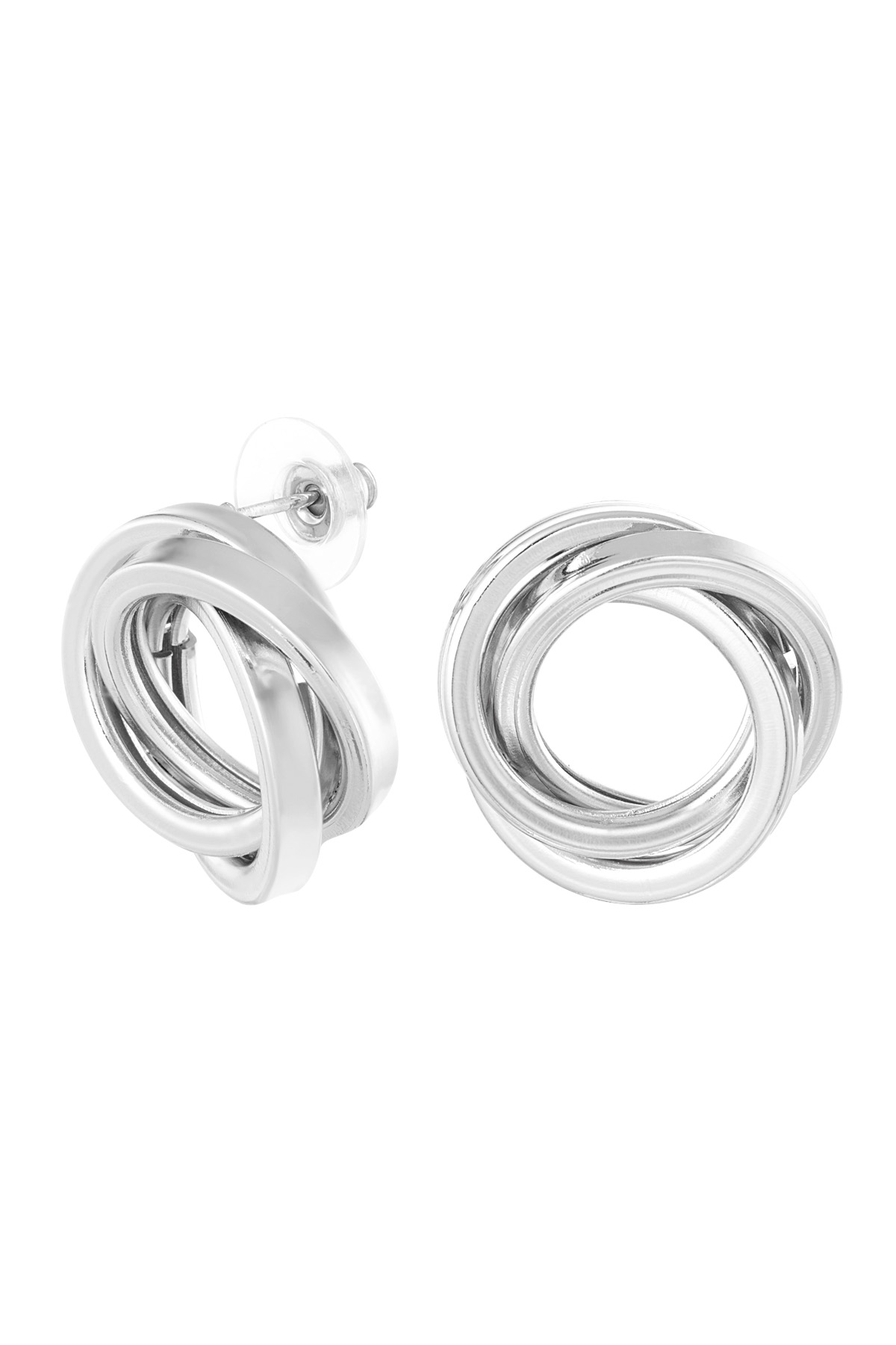 Earrings triple ring - silver h5 