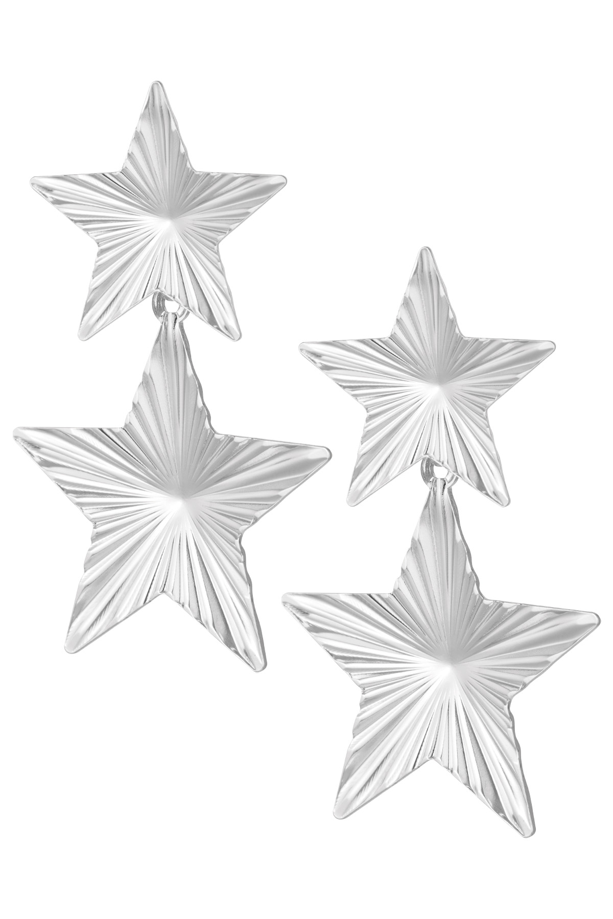 Earrings 2 stars with print - silver