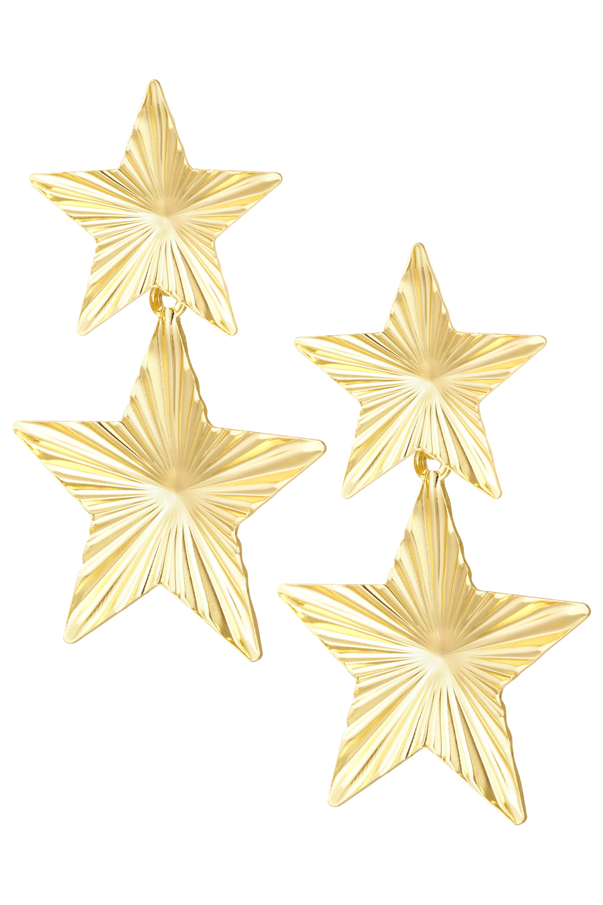 Baskılı 2 yıldız küpe - altın 