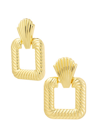 Earrings shiny square - gold h5 