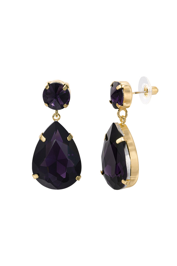 Earrings glass bead drop - purple