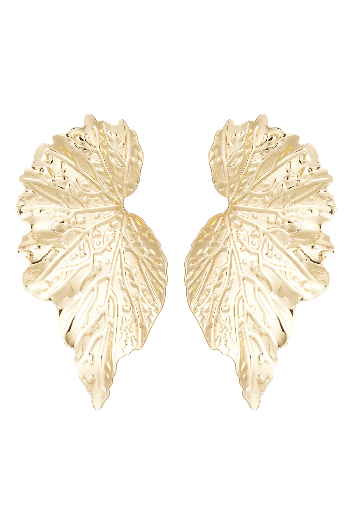 Earrings statement leaves - gold Metal h5 