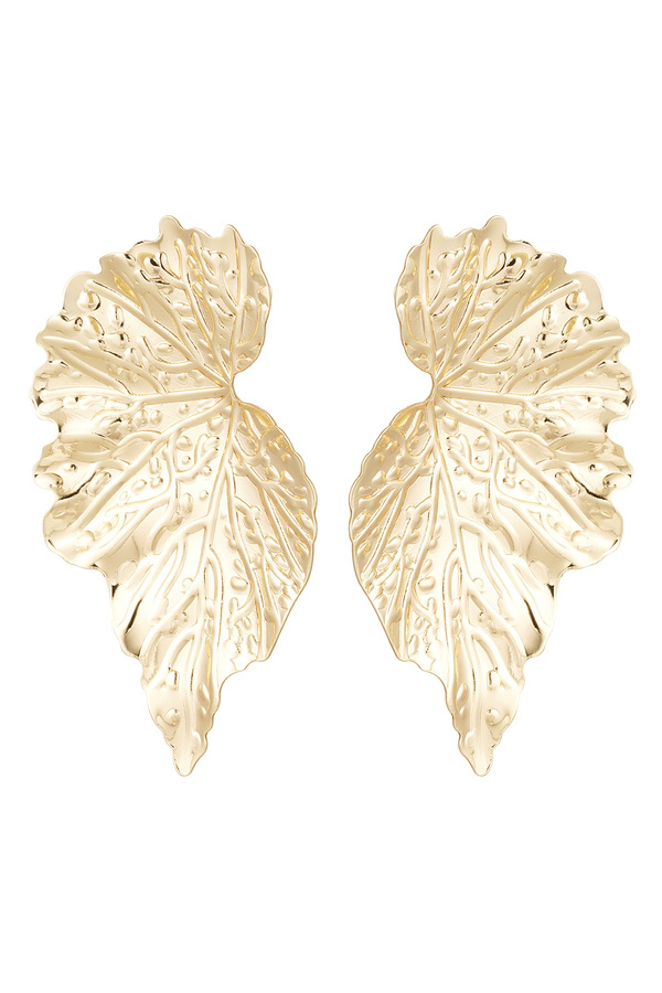 Ohrringe mit Statement-Blättern – goldenes Metall