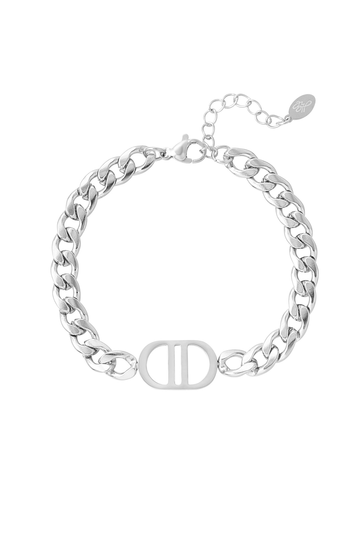 Bracciale a maglie con logo - argento h5 