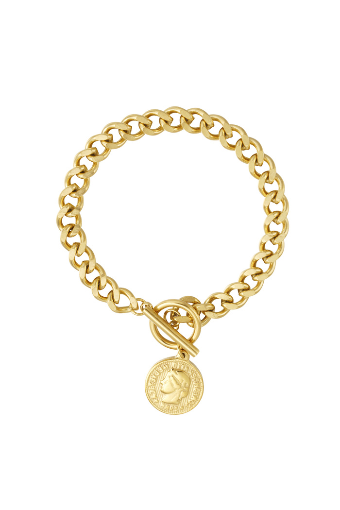 Bracelet lien pièce de monnaie - or 
