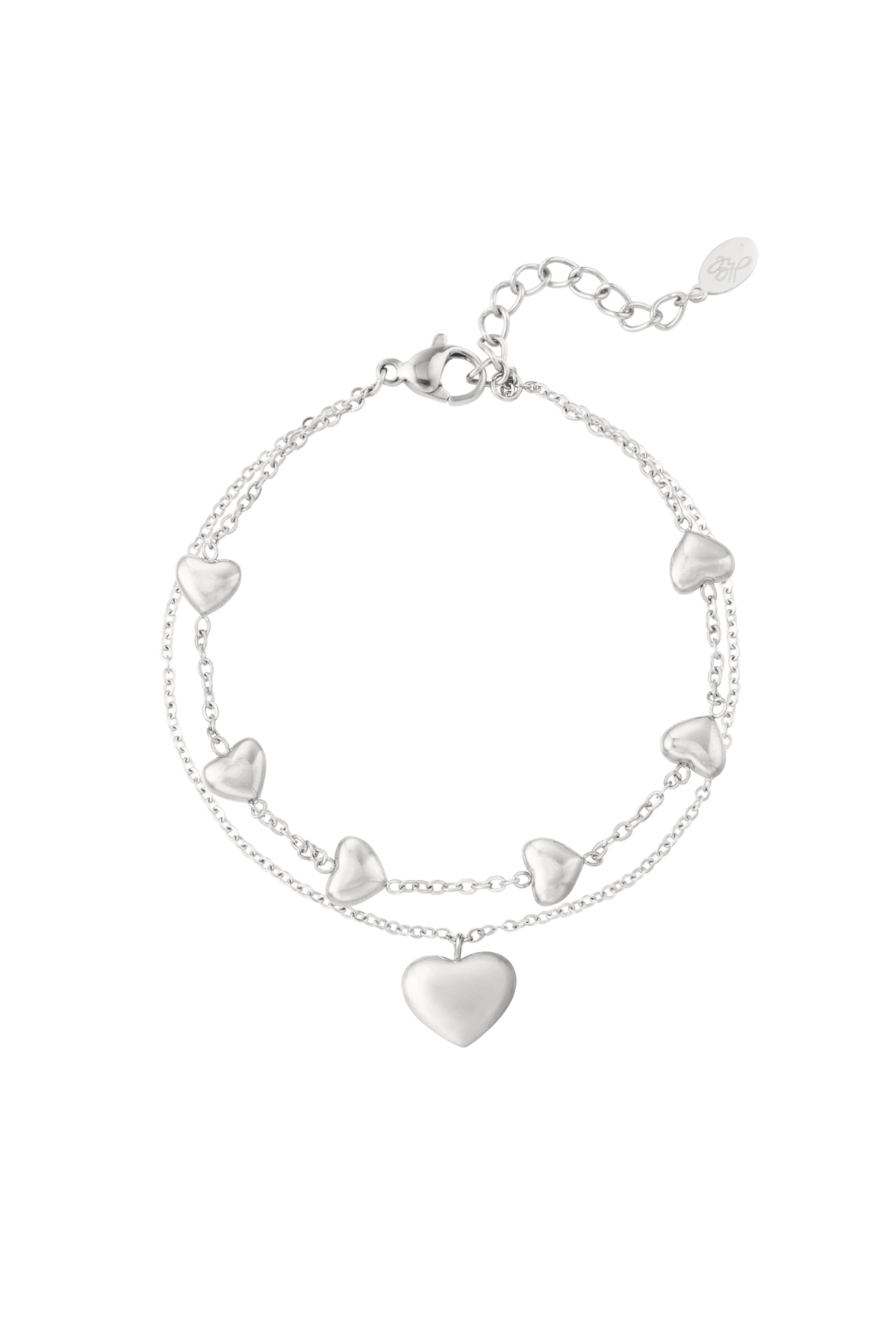 Double bracelet heart - Silver Color color h5 