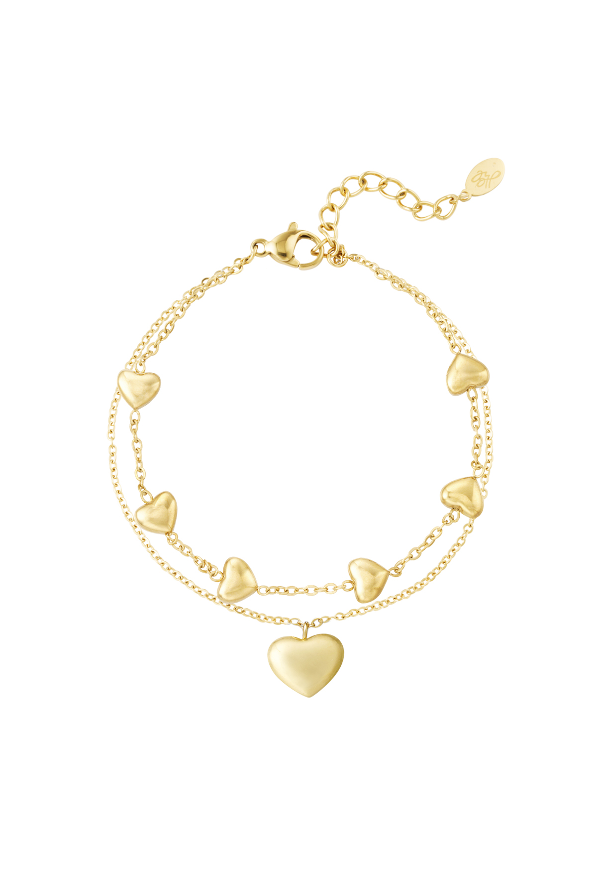 Double bracelet heart - Gold color 2