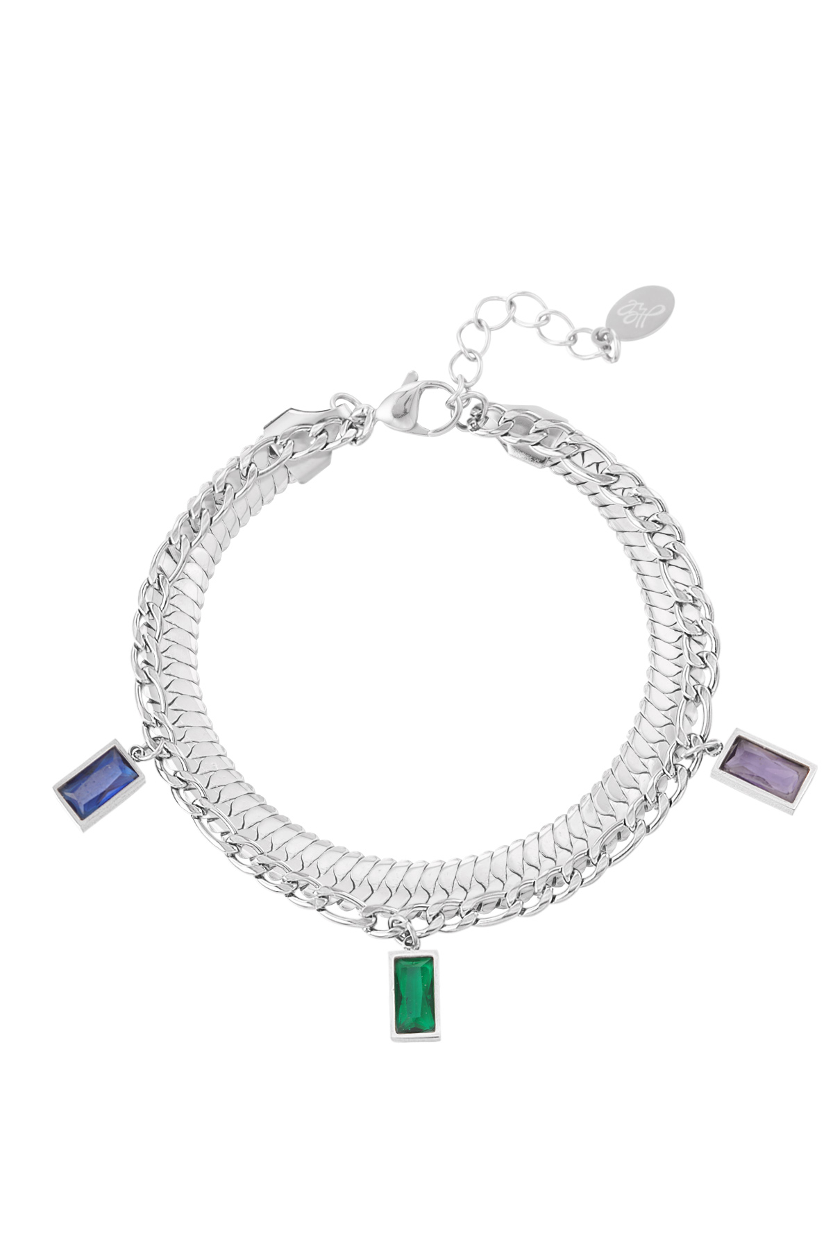 Bracelet double pierres colorées - argent h5 