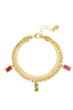 Bracelet double colored stones - gold h5 