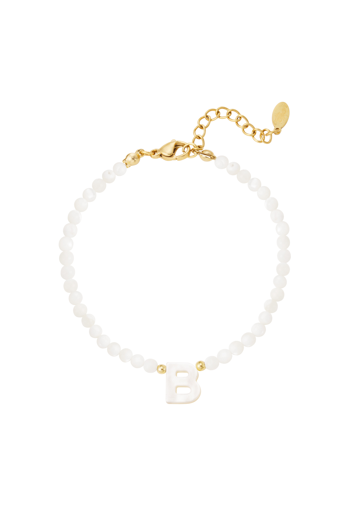 Armband letter B schelp - goud h5 