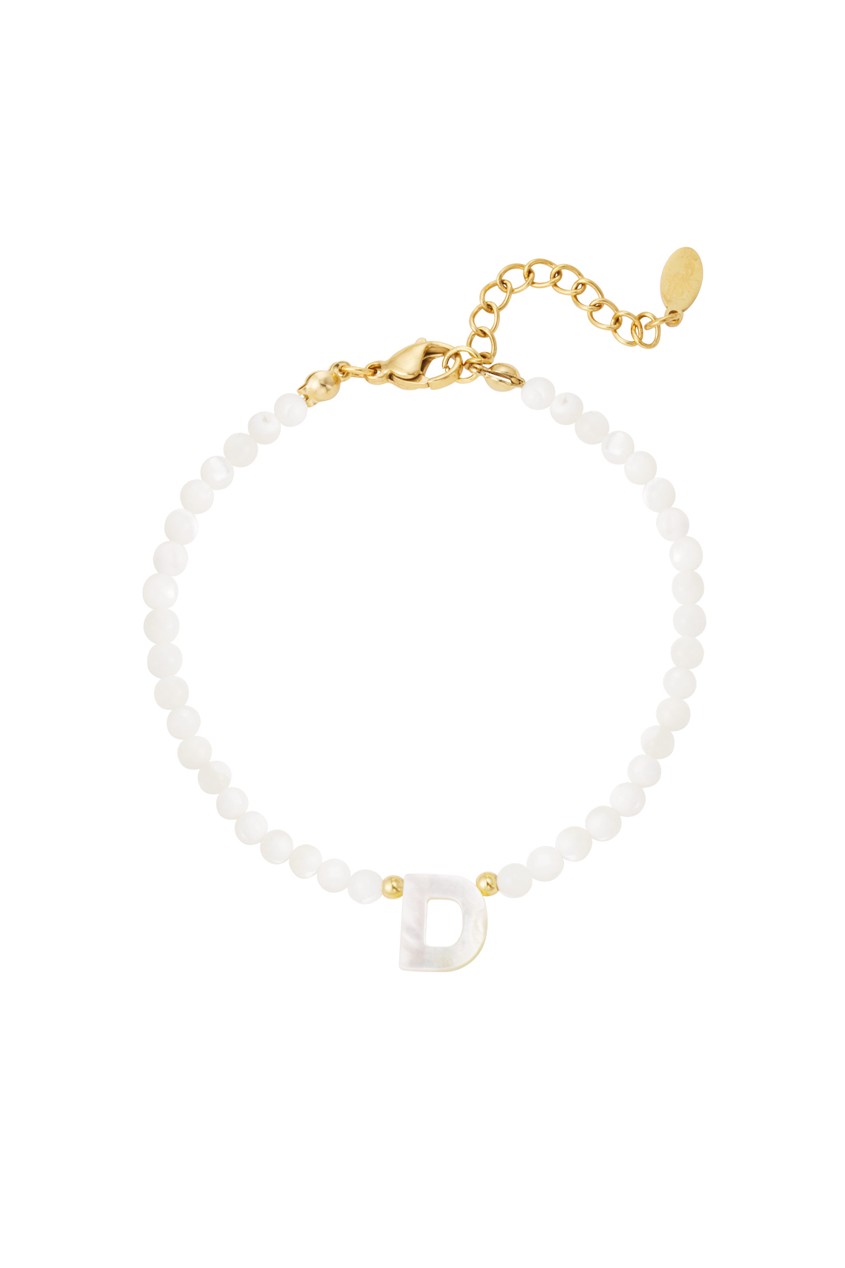 Pulsera letra D concha - oro h5 