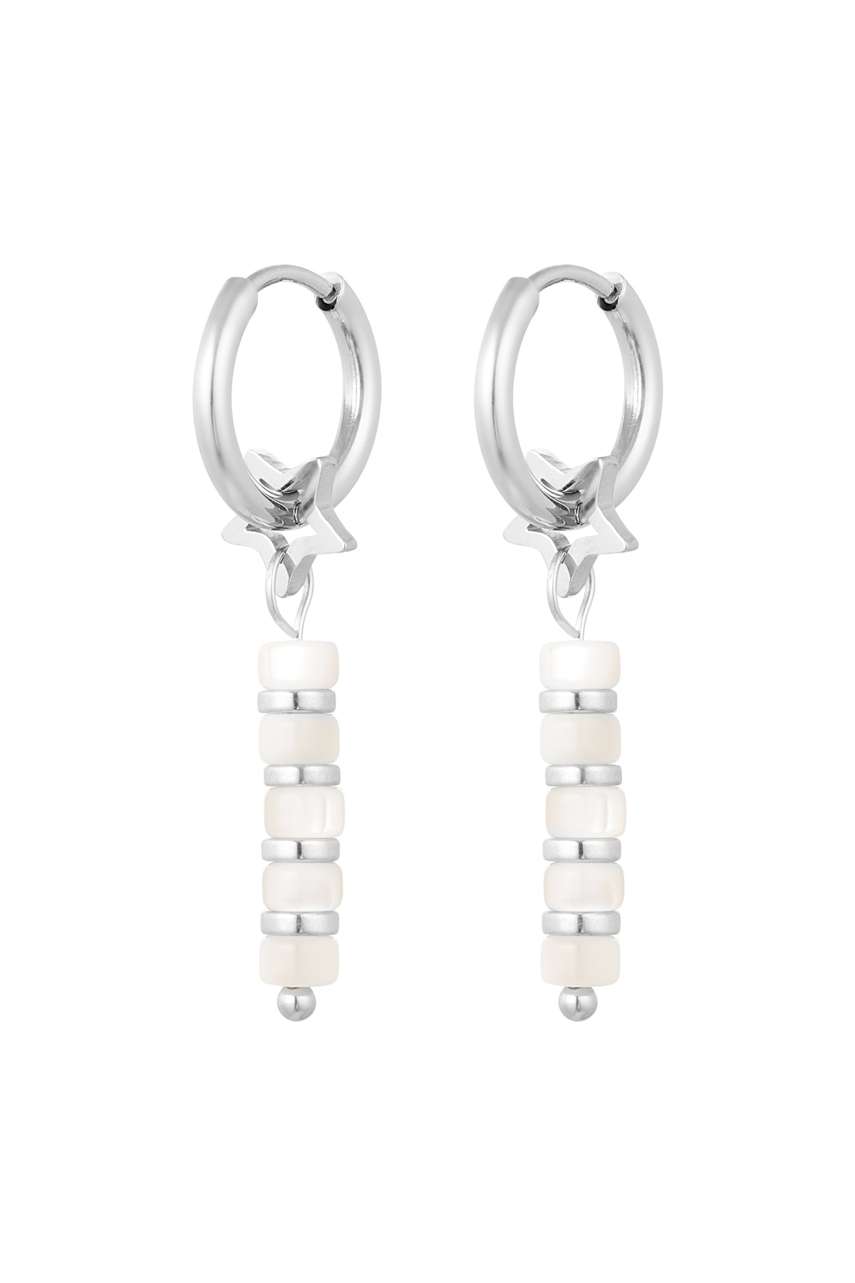 Orecchini stella con perline - argento/bianco h5 