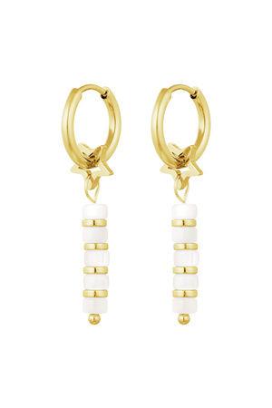 Boucles d'oreilles étoile avec perles - doré/blanc h5 