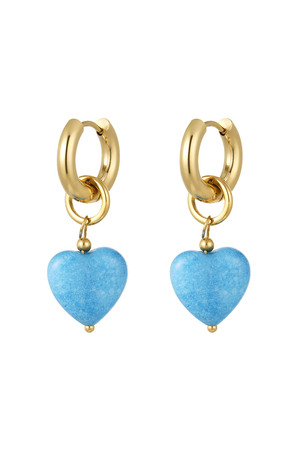 Boucles d'oreilles coeur bleu - or h5 