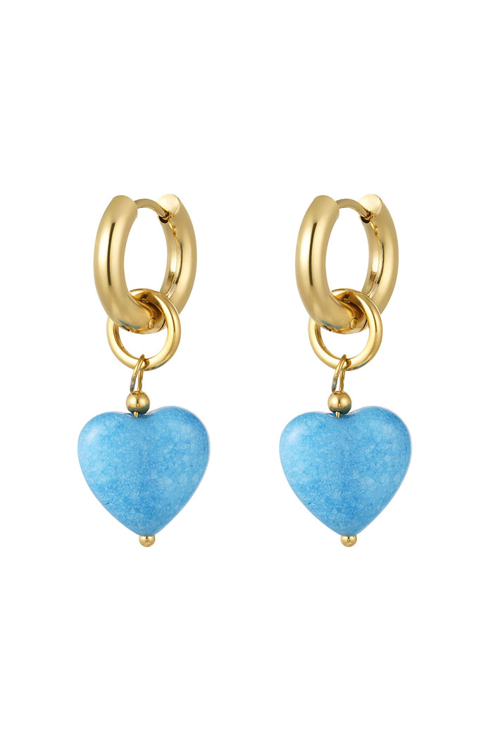 Earrings blue heart - gold 