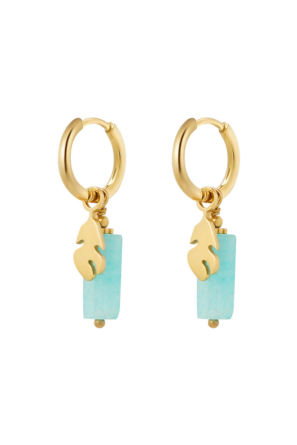 Earring blue with gold detail - gold