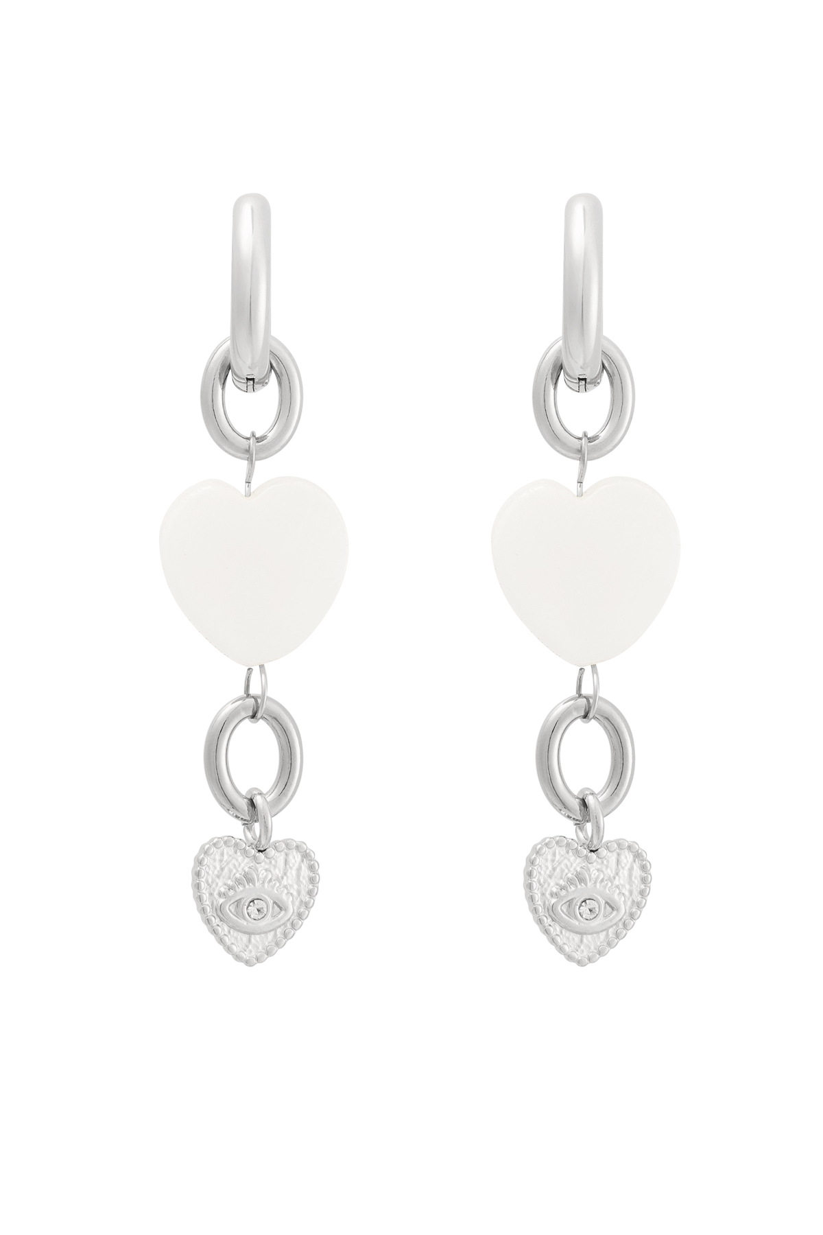 Earrings different hearts - silver 