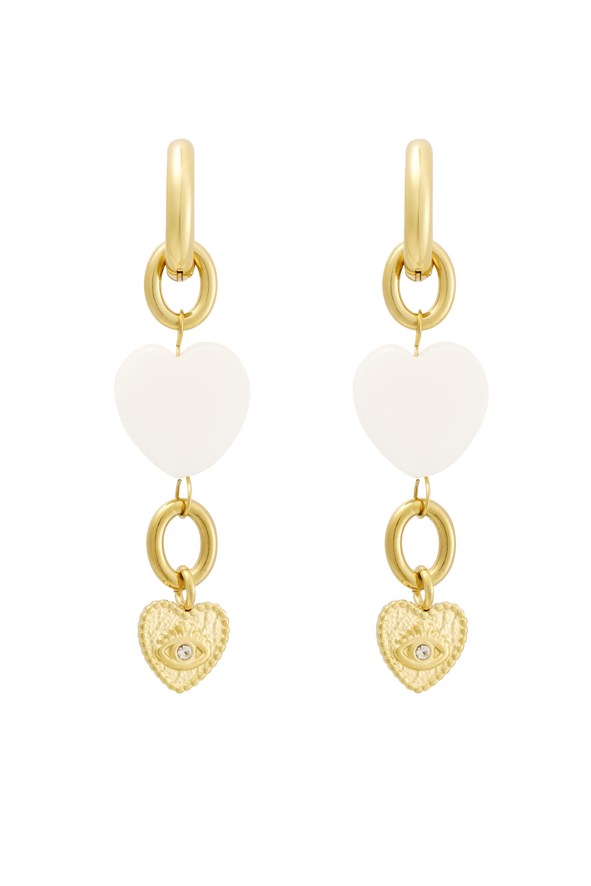Earrings different hearts - gold