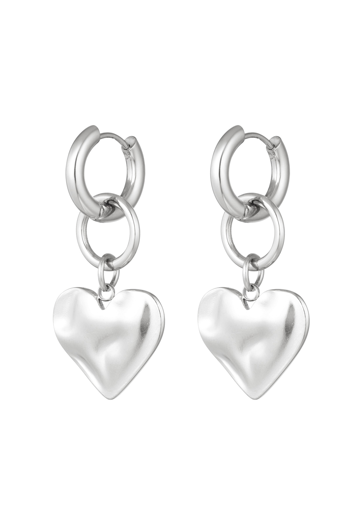 Ohrringe mit Herzanhänger – Silber