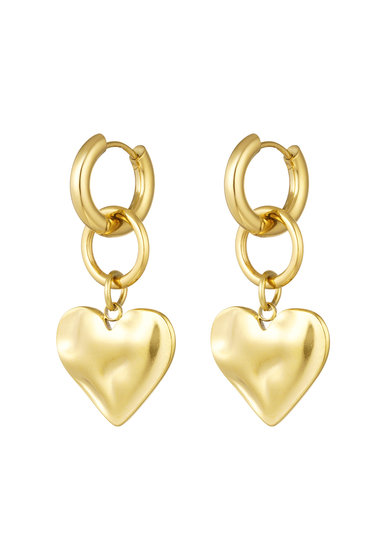 Earrings with heart charm - Gold color 2