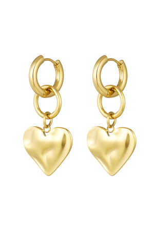 Earrings with heart charm - gold h5 