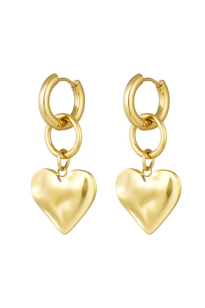 Earrings with heart charm - gold 