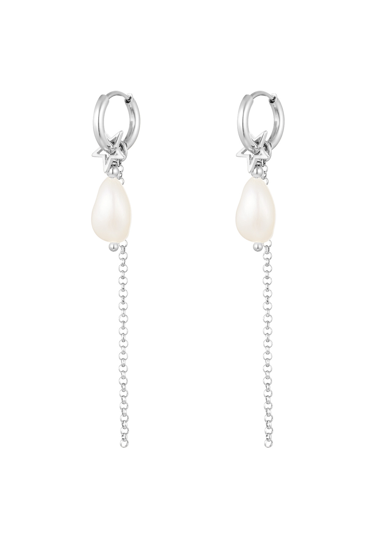 Orecchini con pendente di perla - Acciaio inossidabile argento