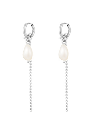 Boucles d'oreilles avec pendentif perle - argent Acier Inoxydable h5 