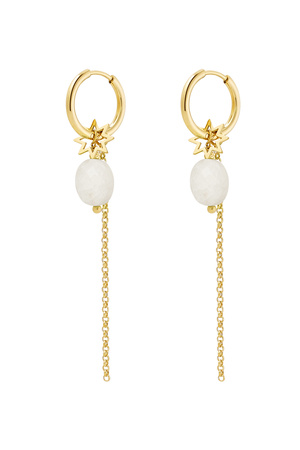 Earrings necklace with stone and charm - gold/white h5 