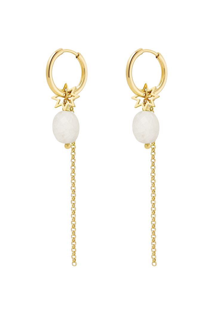 Ohrringe, Halskette mit Stein und Anhänger – Gold/Weiß 