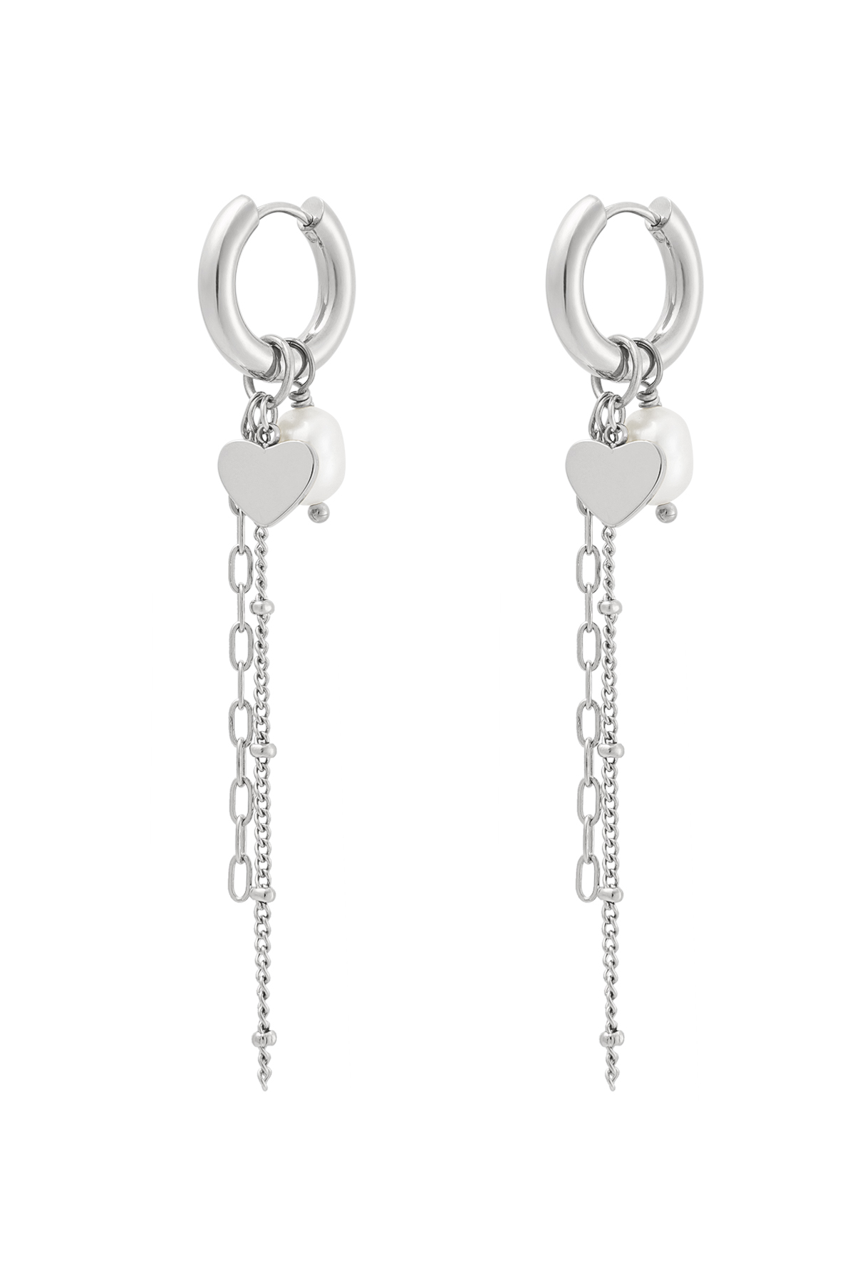 Earrings necklace party - silver h5 