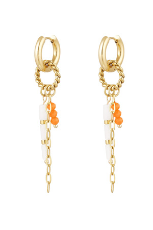 Earring many pendants orange - gold h5 