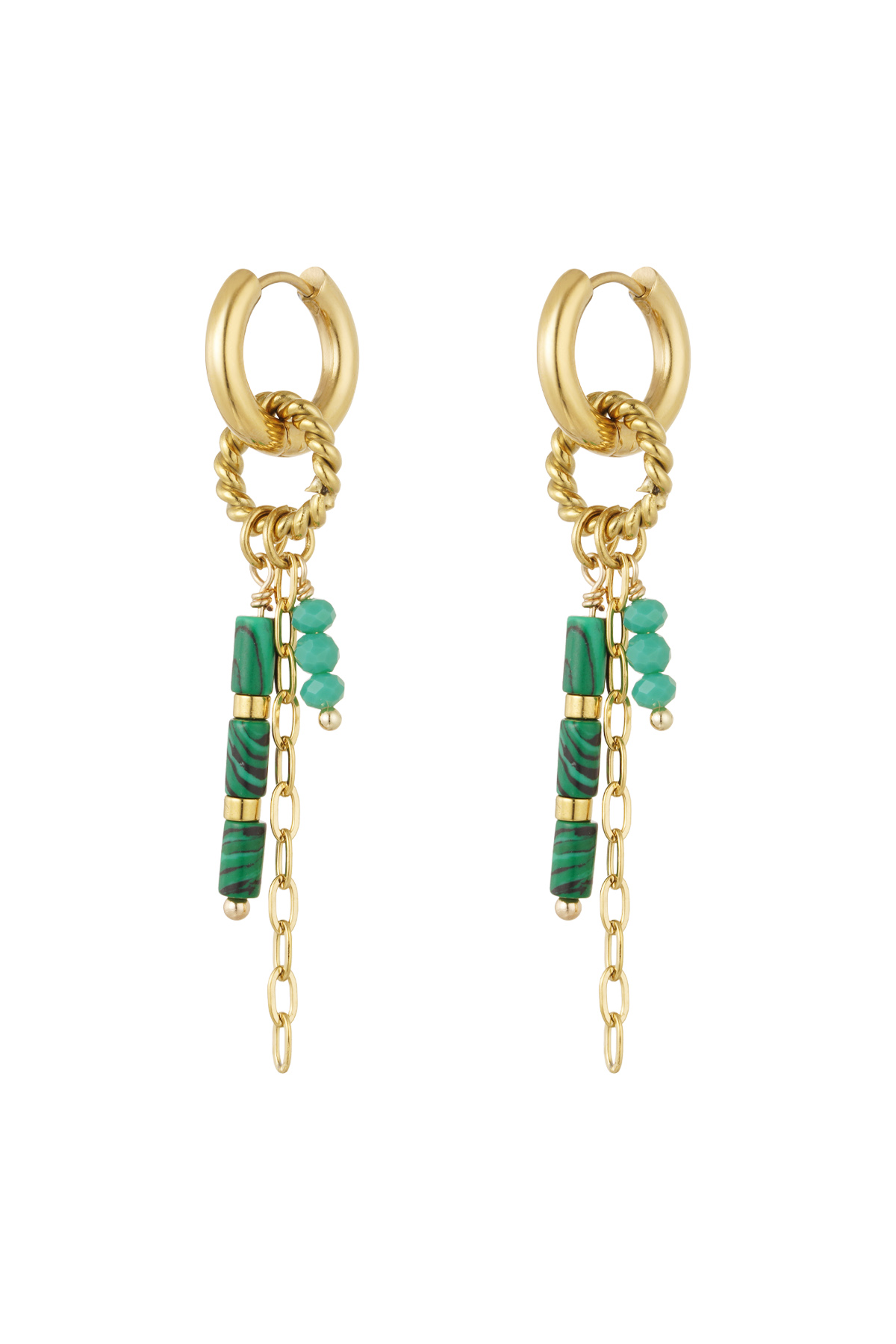 Earring many pendants - green h5 