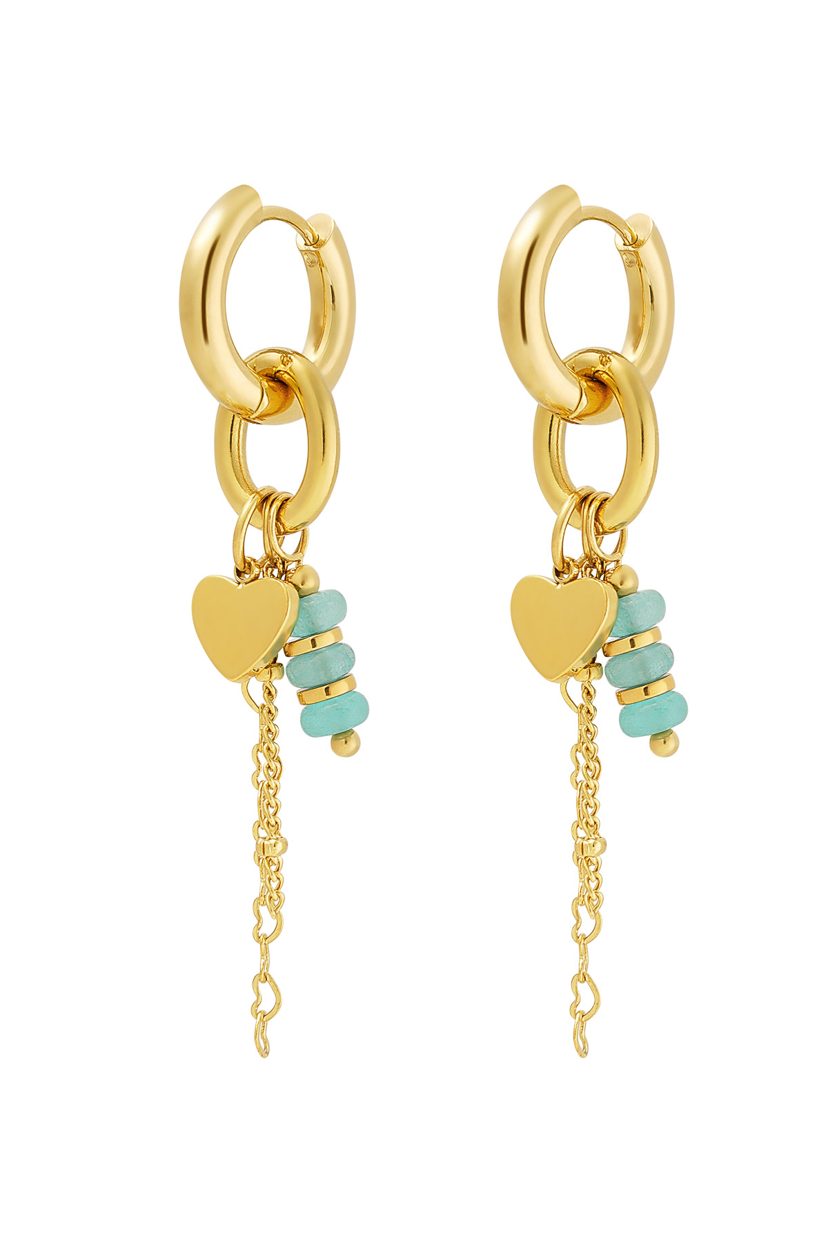 Earring hearts details green - gold
