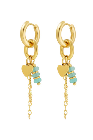 Earring hearts details green - gold h5 
