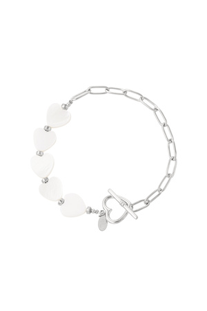 Bracelet with shell hearts - silver h5 