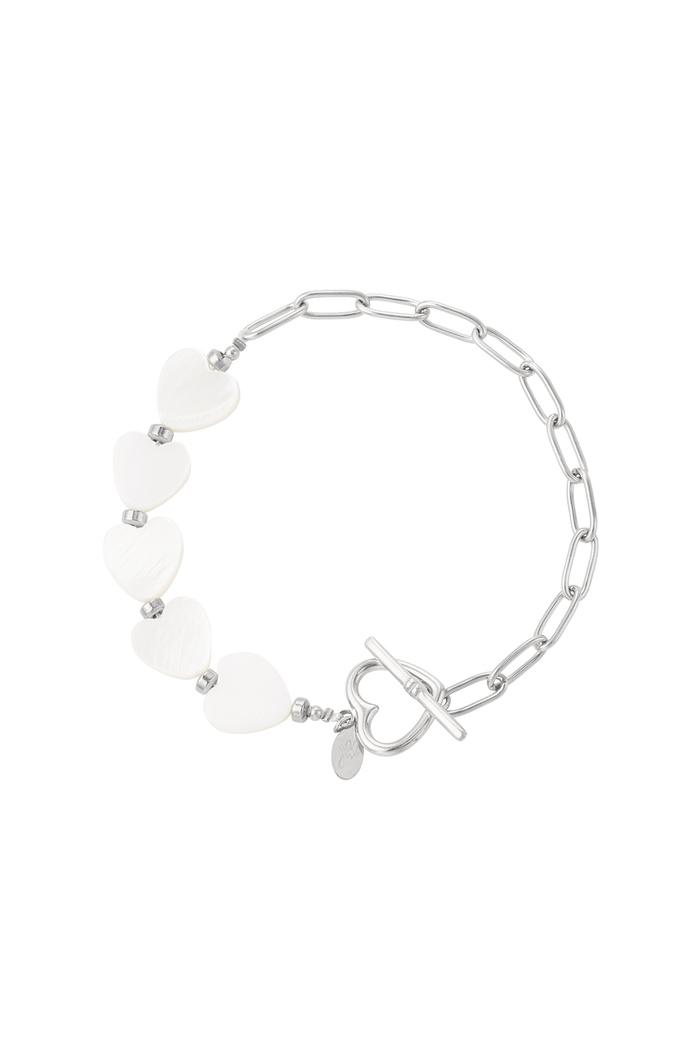 Bracelet with shell hearts - silver 