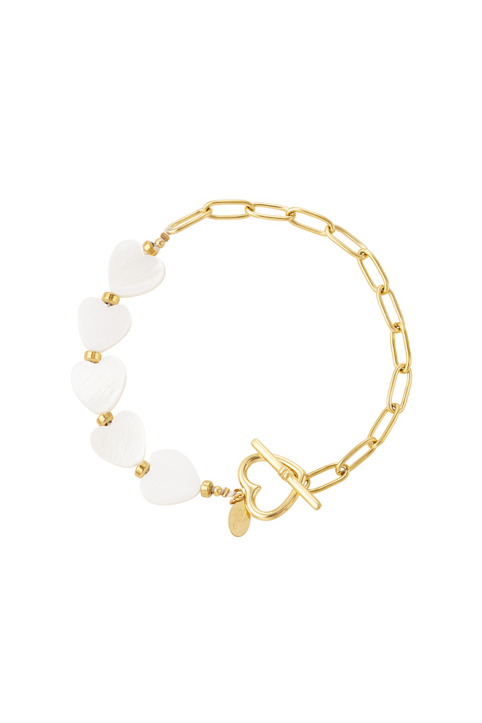 Bracelet with shell hearts - gold 