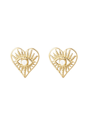 Ear studs heart with eye - gold h5 