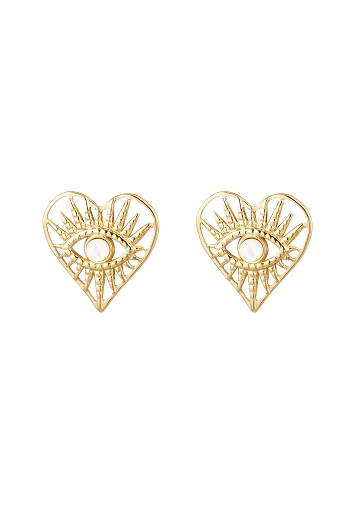 Ear studs heart with eye - gold 