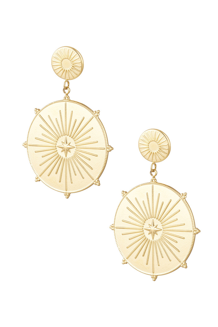 Earrings large round charm - gold 