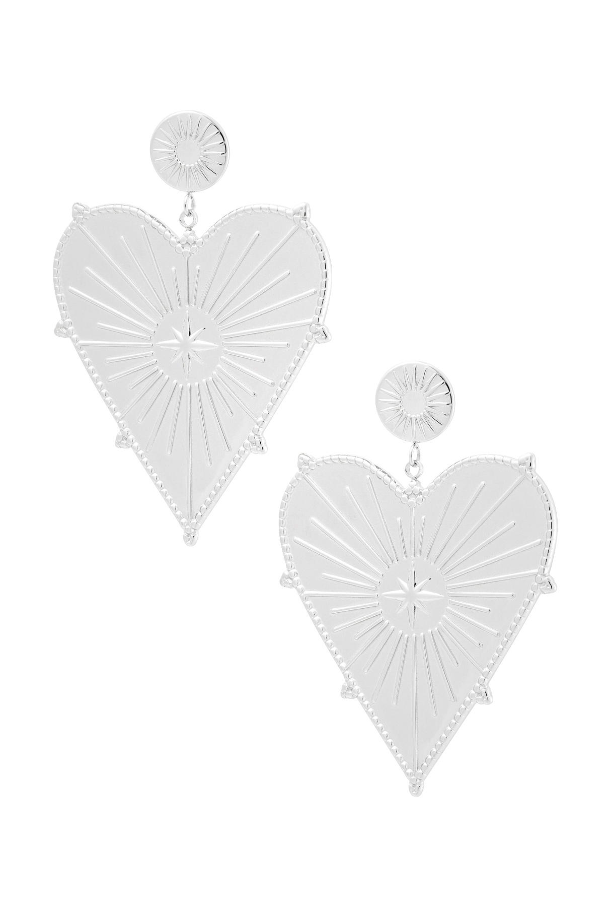 Earrings large heart charm - silver