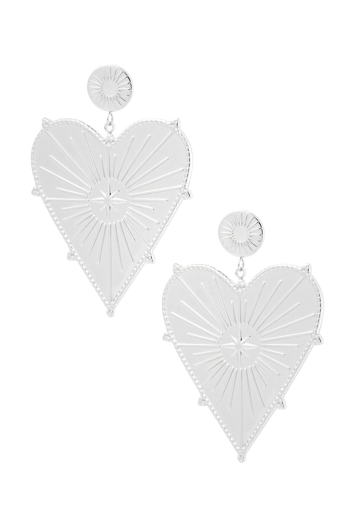 Earrings large heart charm - silver 