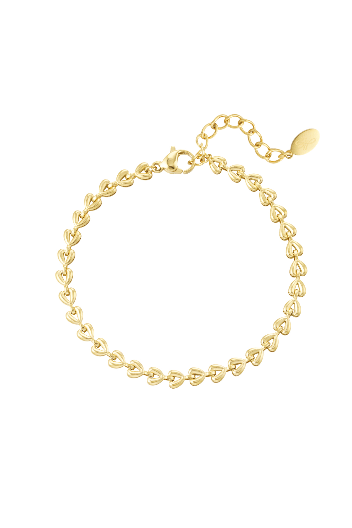 Armband linked hearts - Goud kleur 2