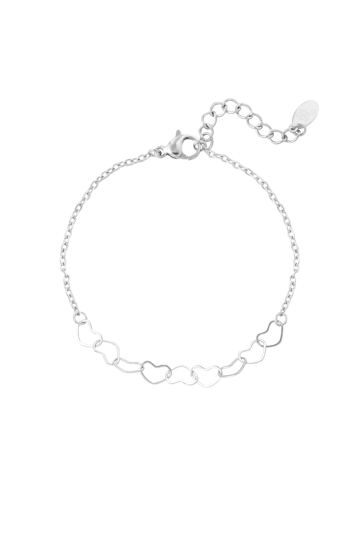 Bracelet linked hearts - silver