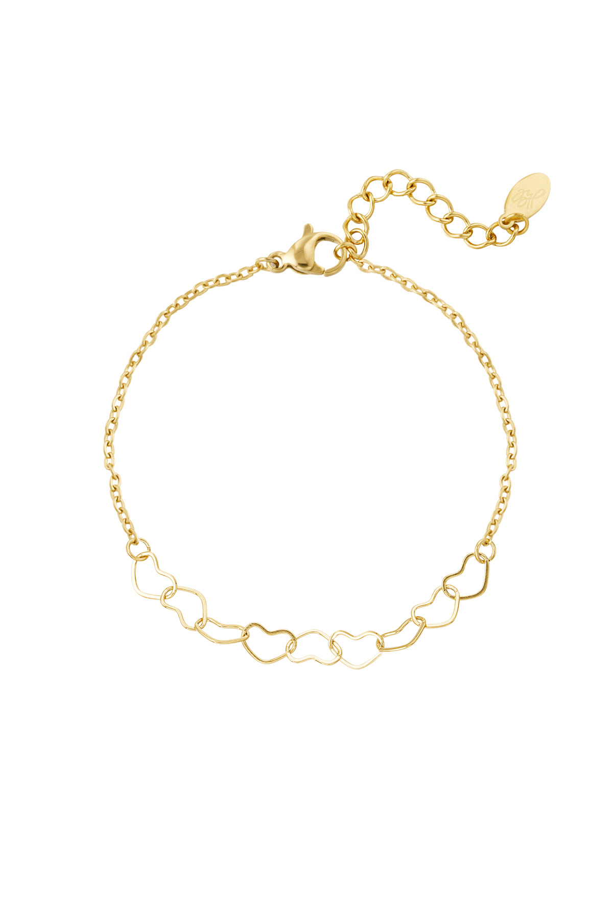 Bracelet linked hearts - gold